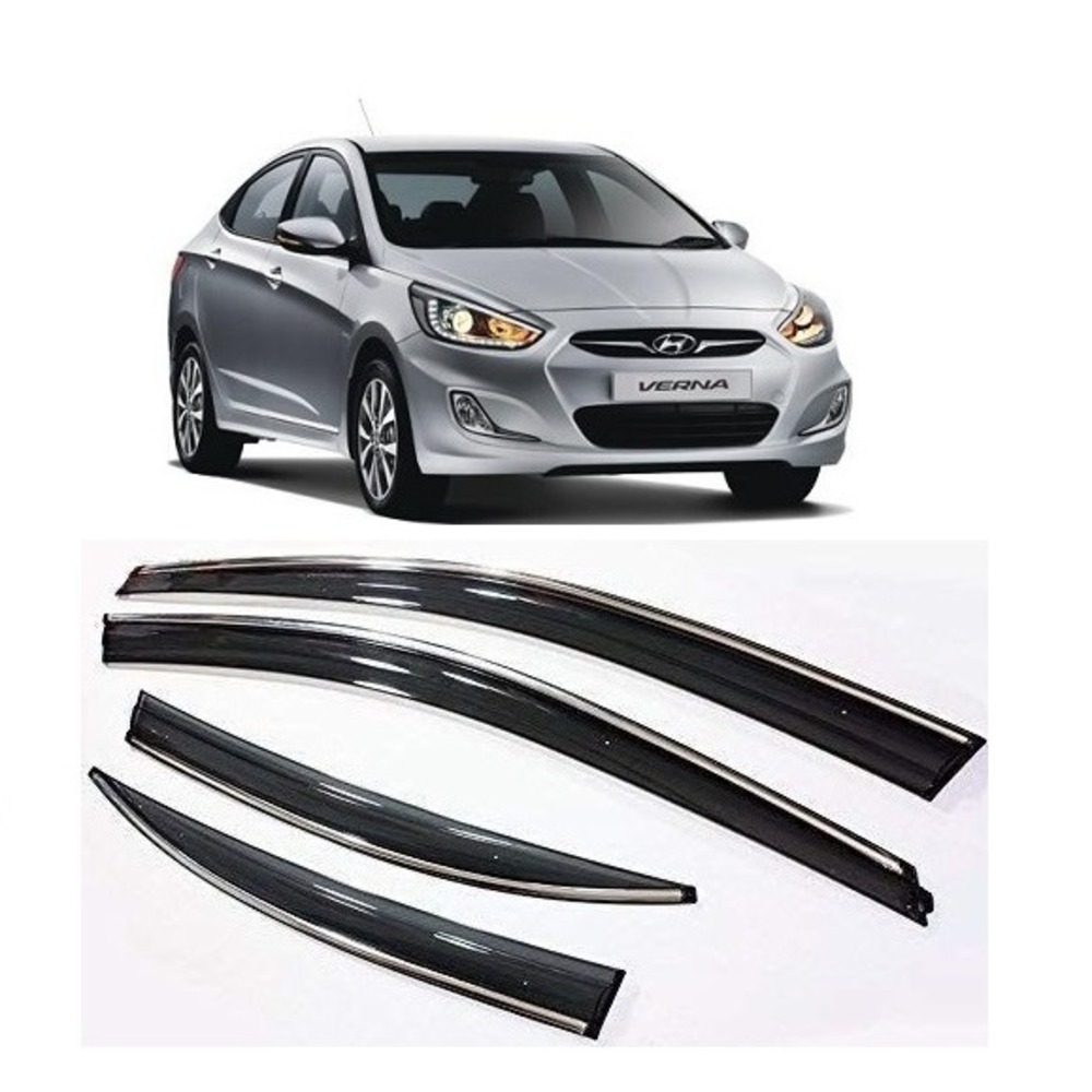 rain window door visor wind deflectors For Verna Fluidic - Black